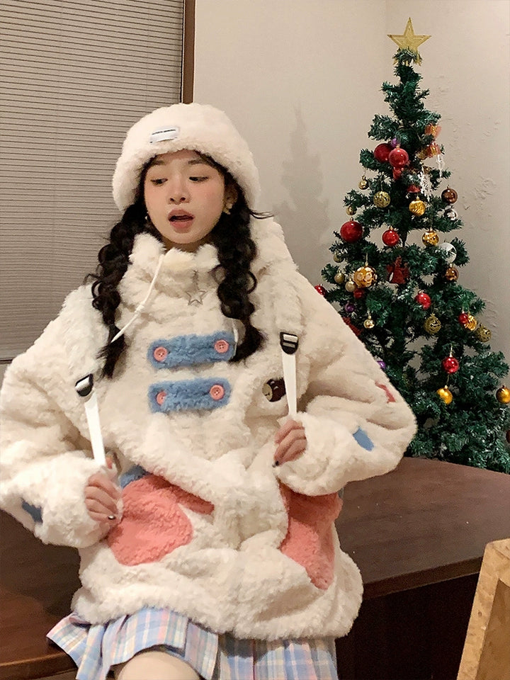 Kawaii Winter Coat Thickened Print Reversible Hooded Coat 39796:640944