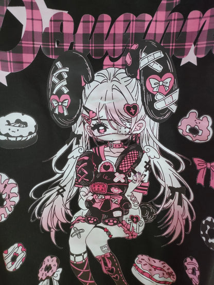Jirai Kei T-shirt Punk Anime Print Shirt Sweet Cool Top 37574:574386