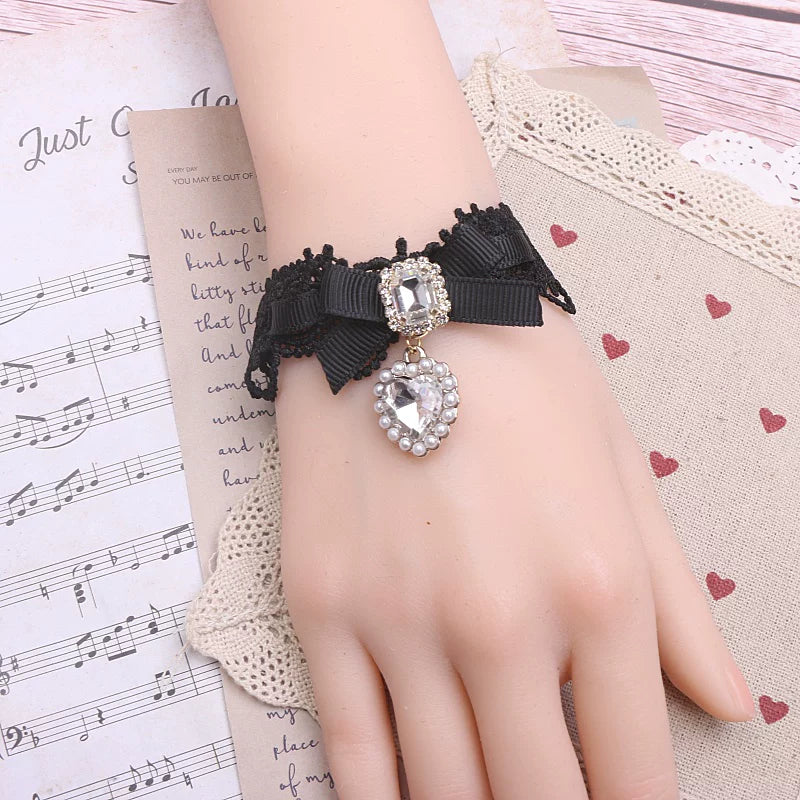 Ryousangata Heart Rhinestones Necklaces and Wrist Pieces 45072:838580