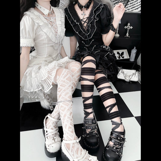 Jirai Kei Blouse And Skirt Set Black White Set 35326:499734