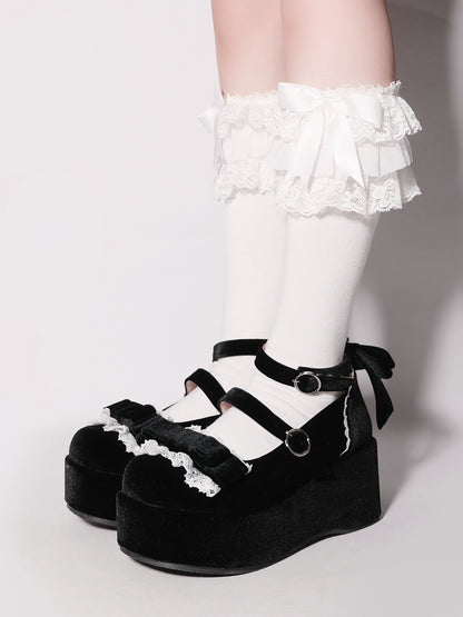 Lolita Shoes Round-Toe Platform Shoes With Velvet Bow 37132:552750
