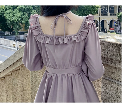 Elegant Lolita Dress Purple Lolita Dress Puff Sleeve Dress 36412:564110