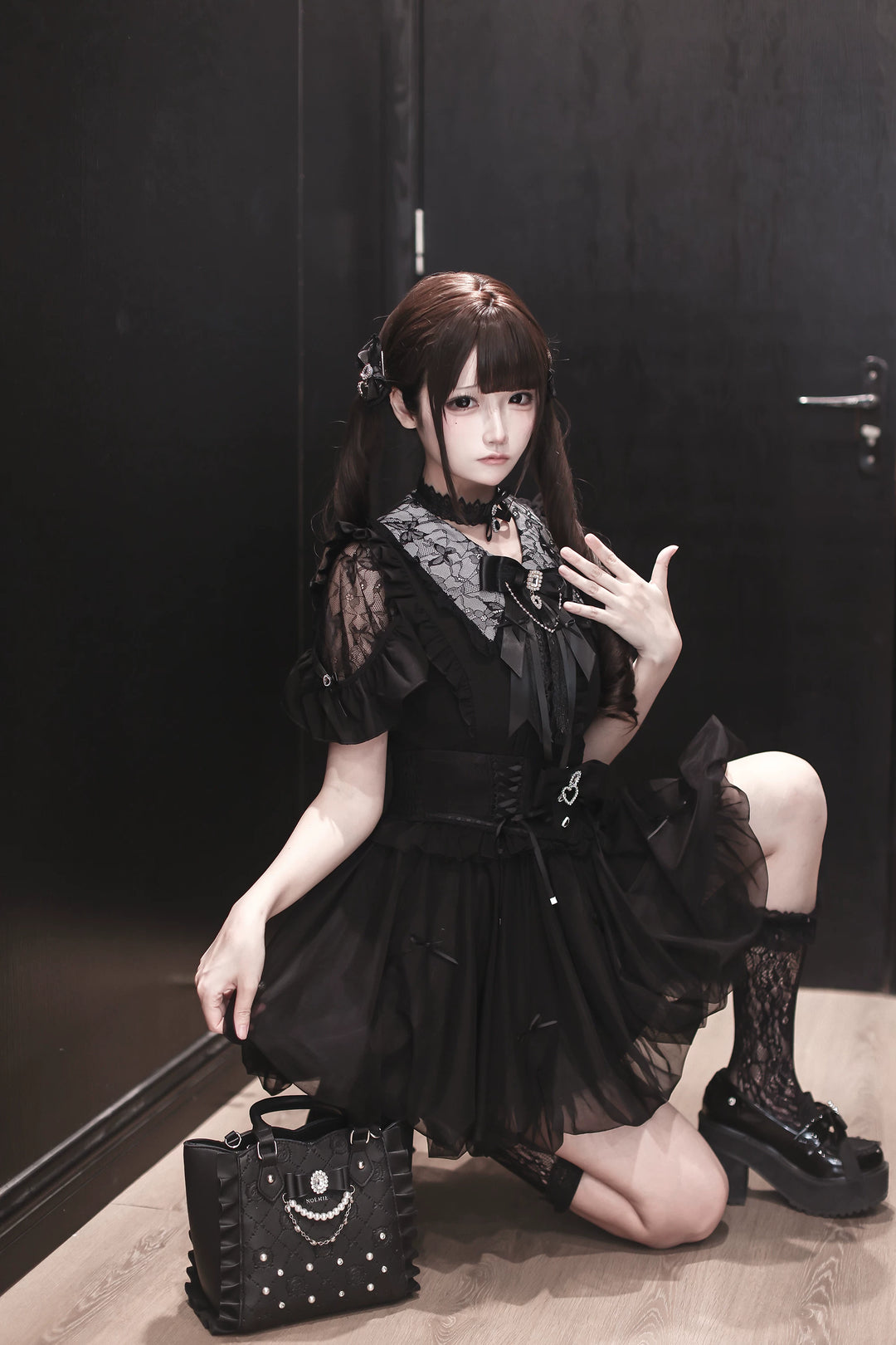 Jirai Kei Bubble Skirt, Rhinestone and Bows 45192:841903