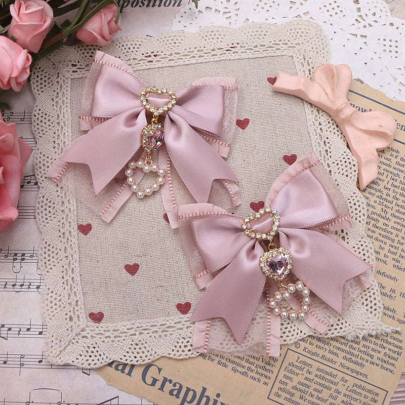 Jirai Kei Hairclips Pearl Hair Clips Rhinestone Barrettes 38110:583212