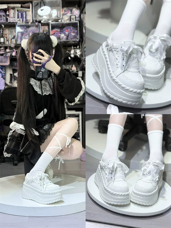 Jirai Kei Platform Shoes, Heart Details & Bows 45252:842596