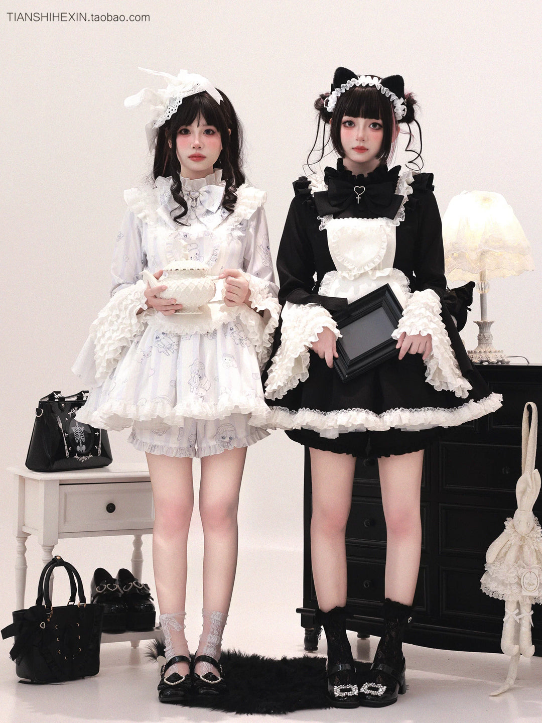 Maid-Inspired Dress Outfit, Detachable Apron 44427:807838