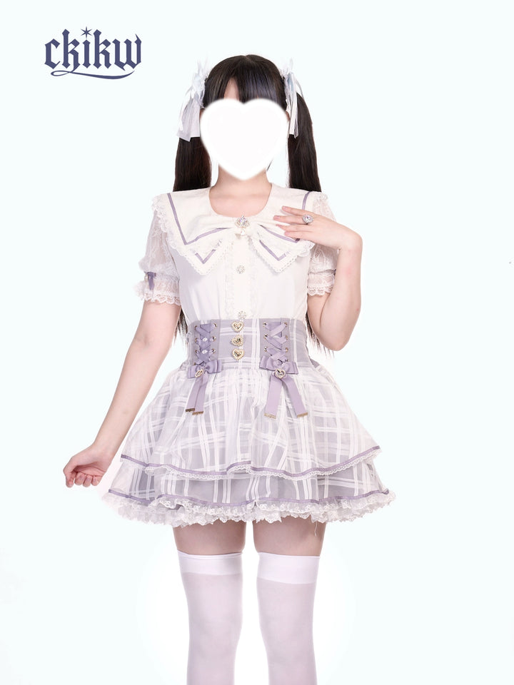 High-Waist Ryousangata Skirt, Tiered Ruffles (L M S) 43612:780891