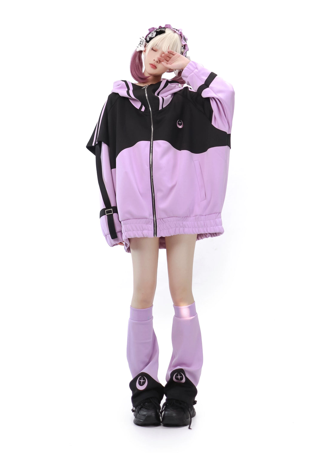 Plus Size Tenshi Kaiwai Coat Loose-fitting Sports Set (L M XL) 29162:548152