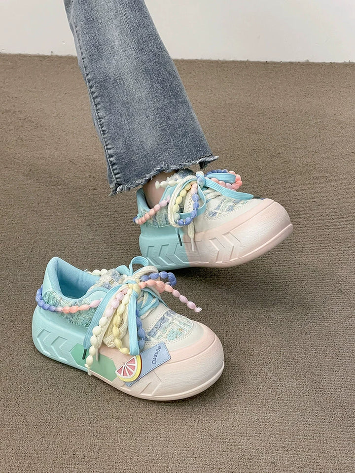 Kawaii Pink Blue Purple Shoes Pastel Platform Sneakers 31750:372504 31750:372504