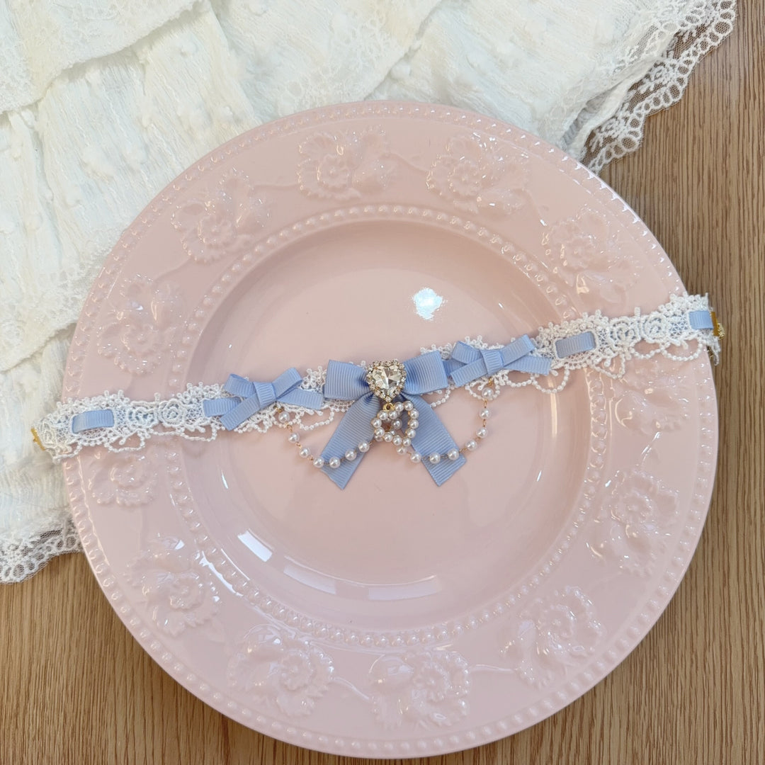 Jirai Kei Lace Choker, Heart Shaped Rhinestone 44953:832973