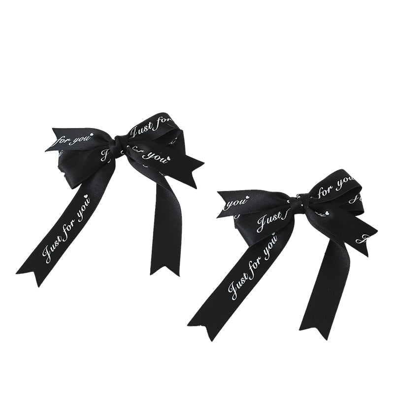 Jirai Kei Ryousangata Lace Letter Ribbon Bow Headwear (black) 22540:333230 (black) 22540:333230