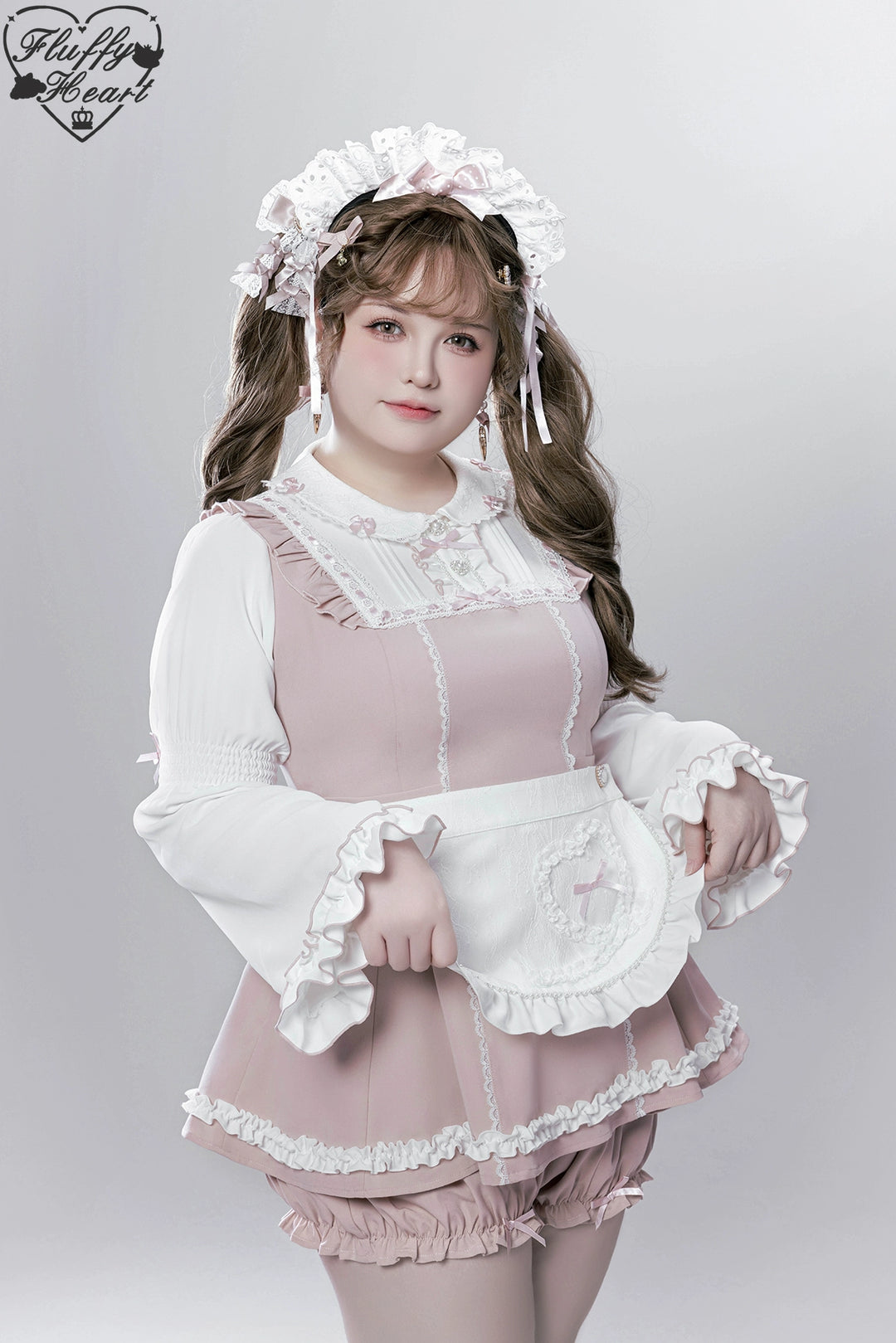 【Fluffy Heart】橱窗人偶日系女仆感可拆卸围裙萌系套装 现货 (2XL L M S XL) 44119:796744