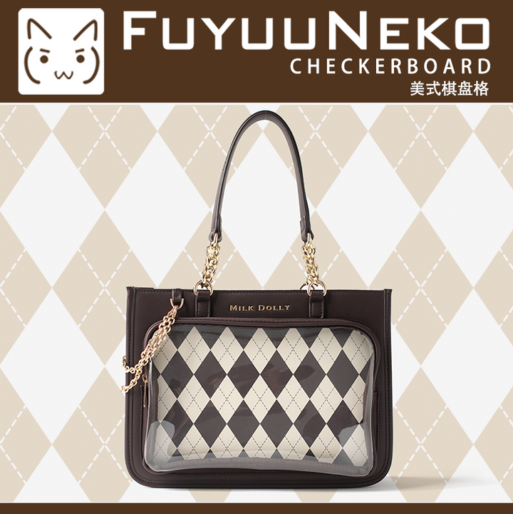 Large Capacity Ita Bag, Checkered Background 43233:779402