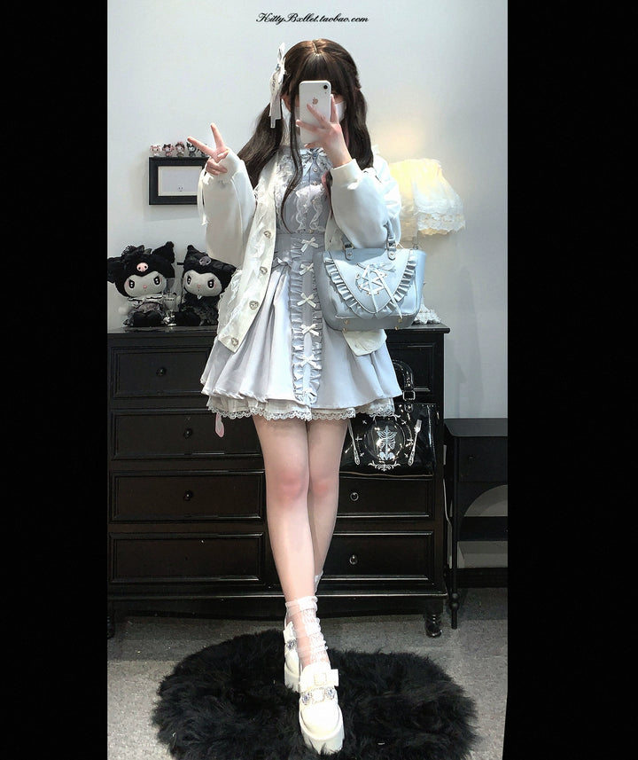 Ryousangata Sweatshirt Cardigan, Ruffled Lace 43732:783893