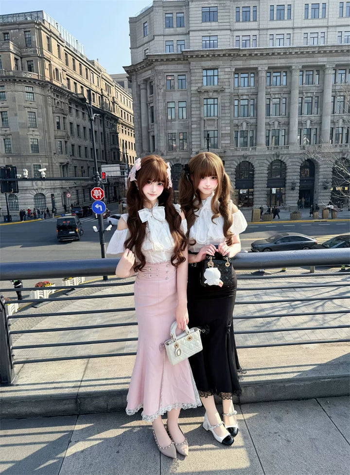 Seiso Kei Mermaid Skirt Set, Open Shoulder Blouse 45577:856001