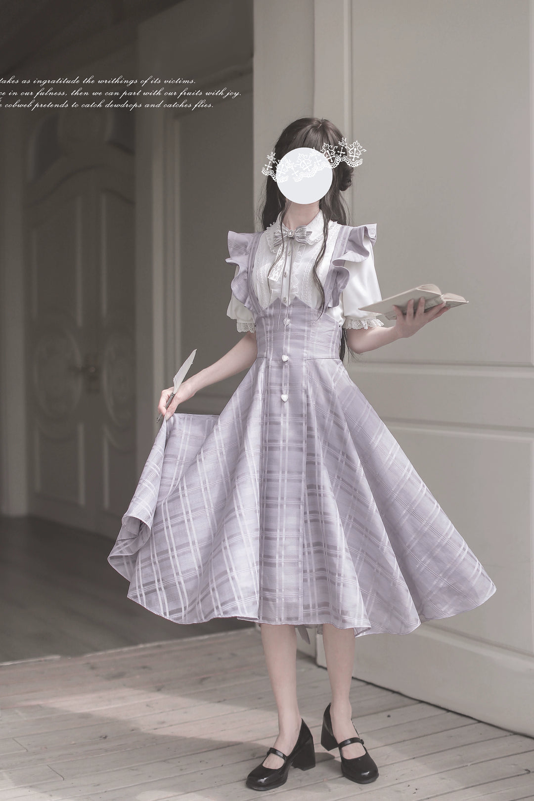 Ryousangata Inspired Jumper Dress Set, Heart-Shaped Buttons 43502:778427