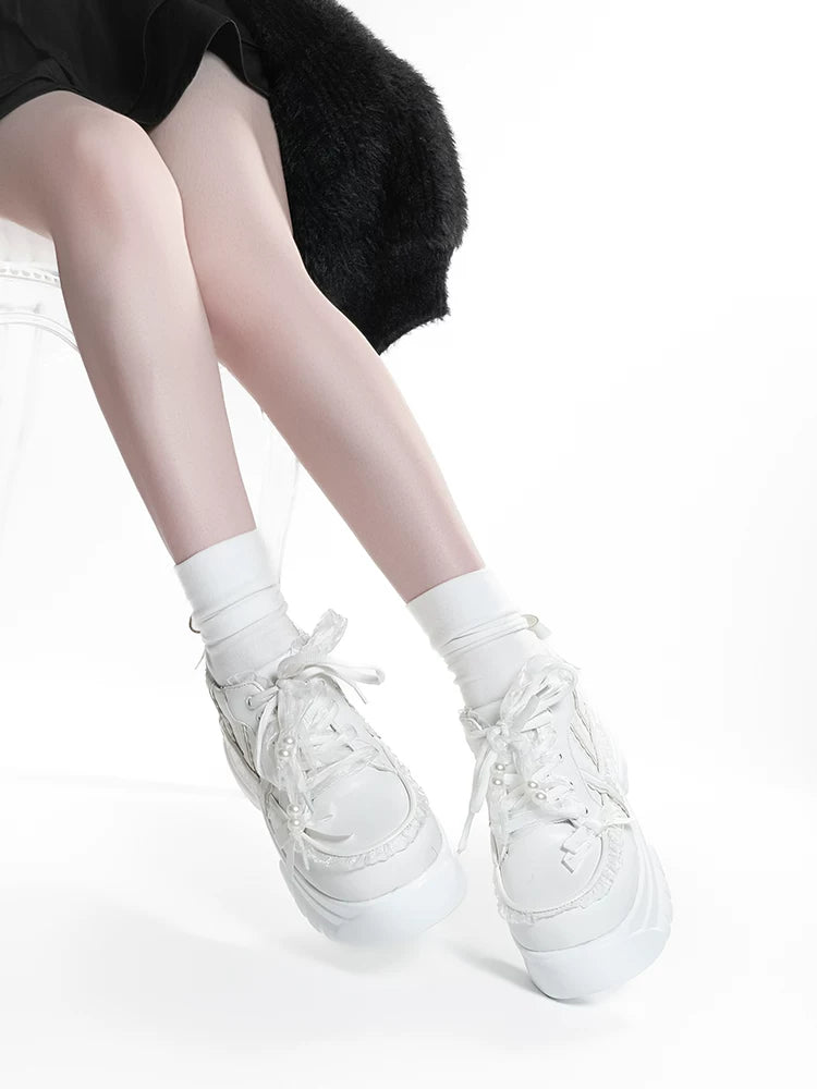 Jirai Kei High Platform Shoes, Lace Details 45748:861603