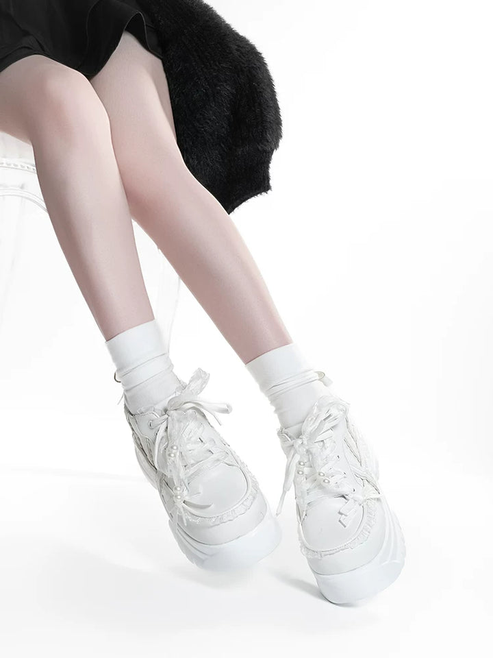 Jirai Kei High Platform Shoes, Lace Details 45748:861603
