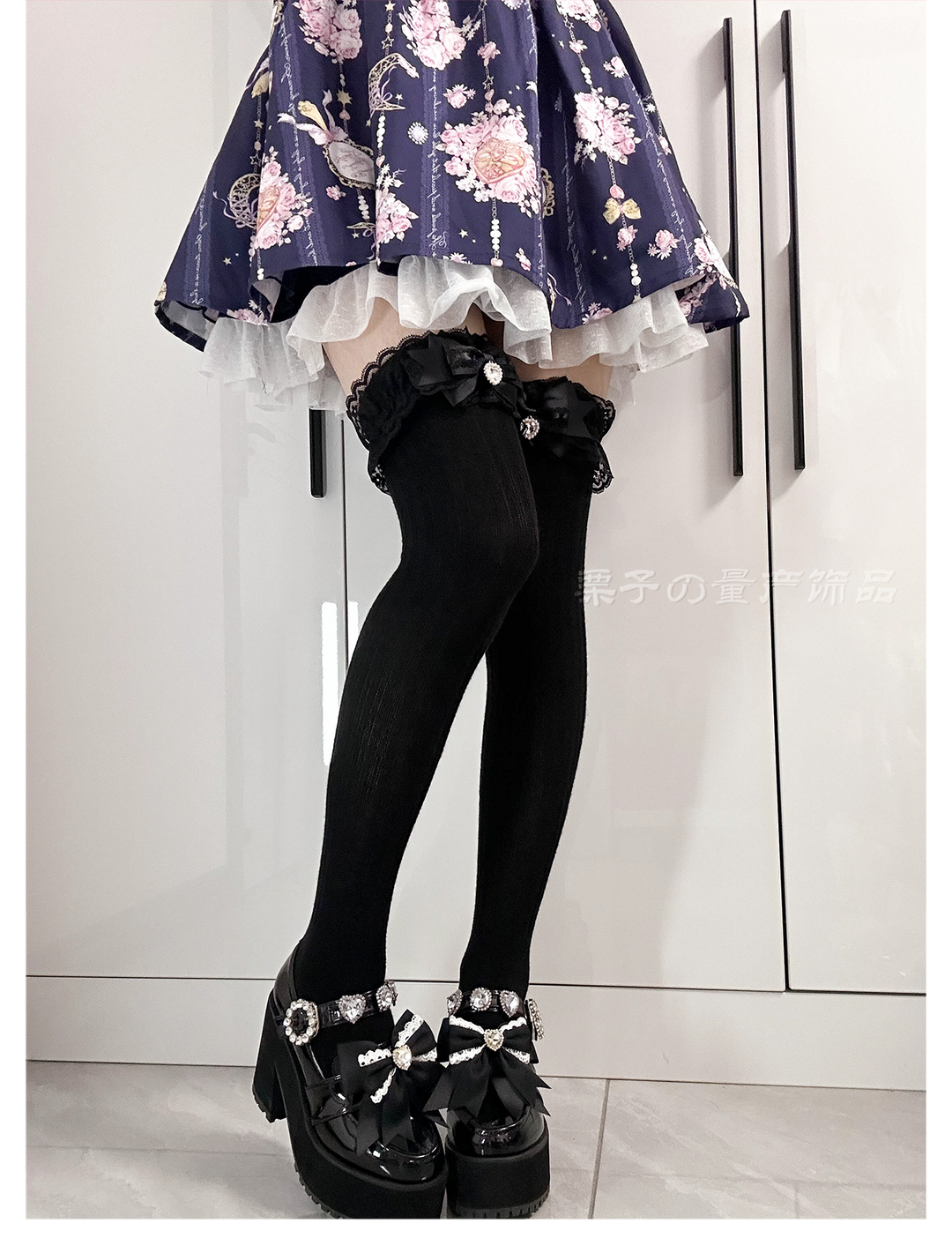 Jirai Kei Over-the-Knee Socks, Lace Cuffs 44008:793882