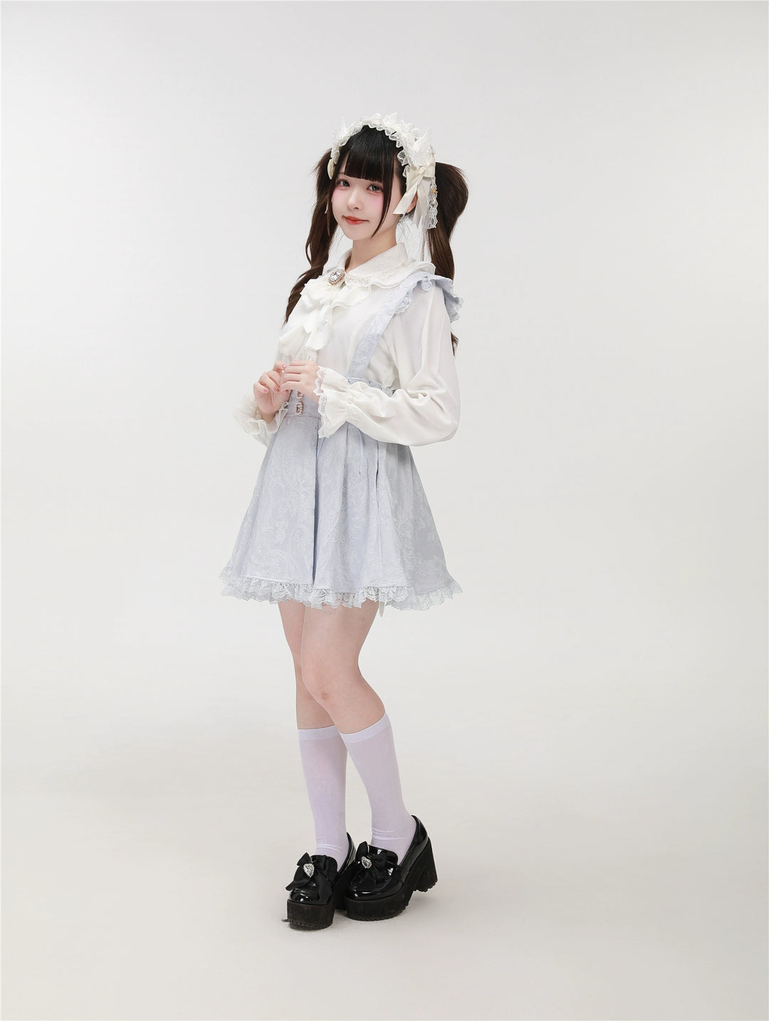 Patterned Ryousangata Suspender Skirt with Hidden Pockets 42892:757580