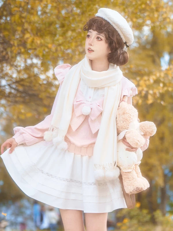 Sweet Pink Sweater Outfit, Skirt and Pants Available (L M S) 44756:826907