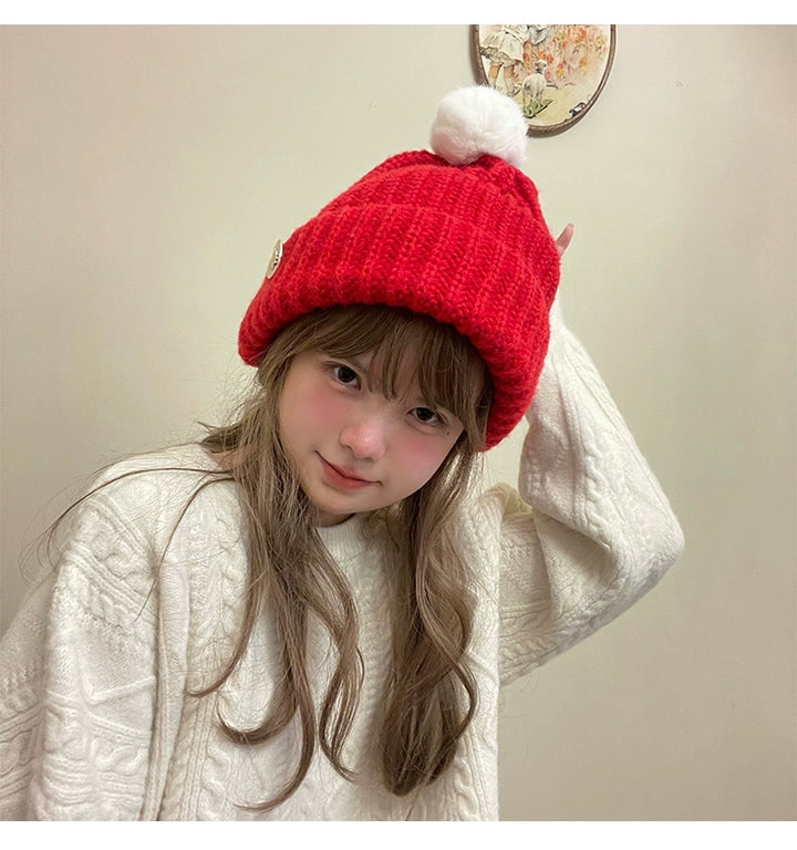 Warm Knitted Hat Thick Woolen Cap Winter Cold Hat 39338:620430