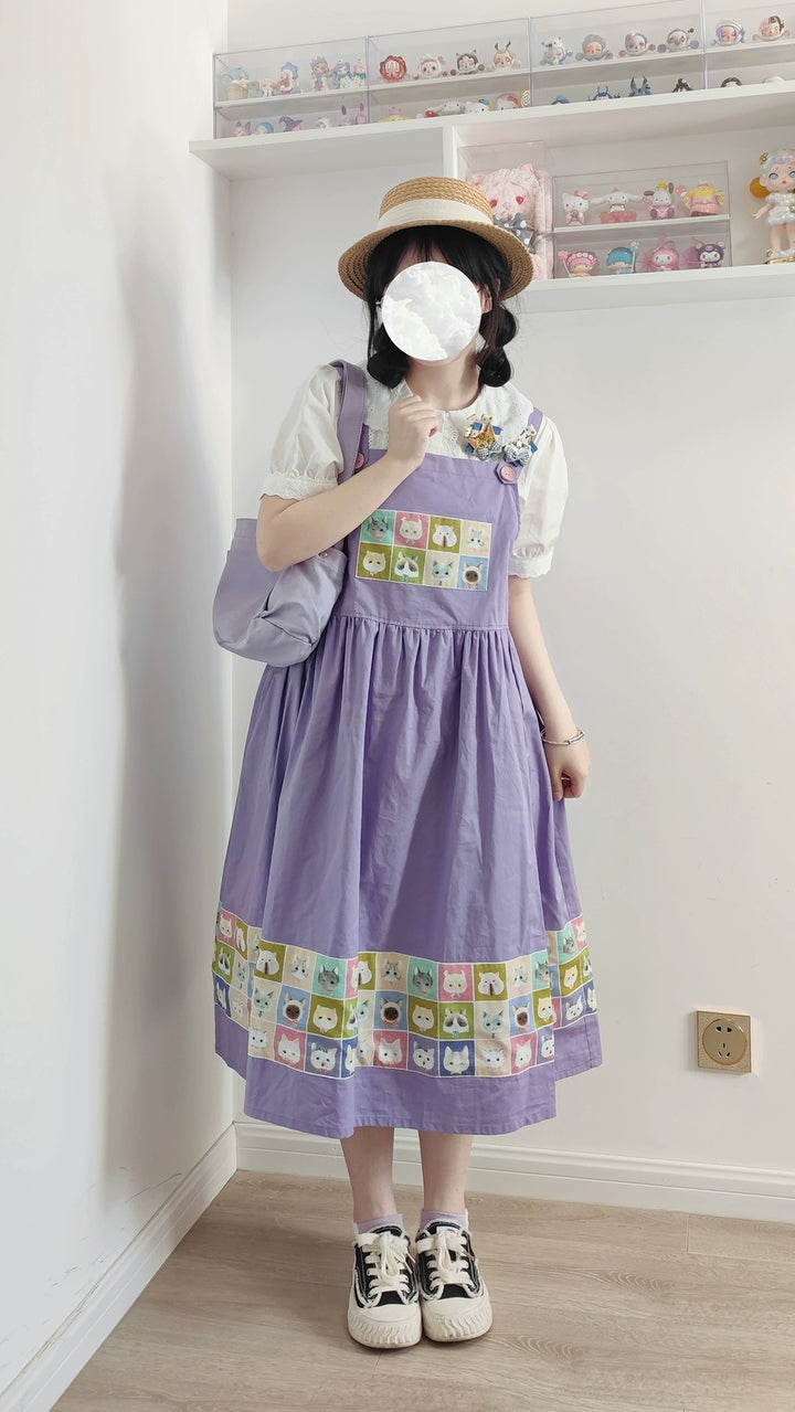 Kawaii Blue Purple Dress Summer Maxi Dress 22666:345124 22666:345124