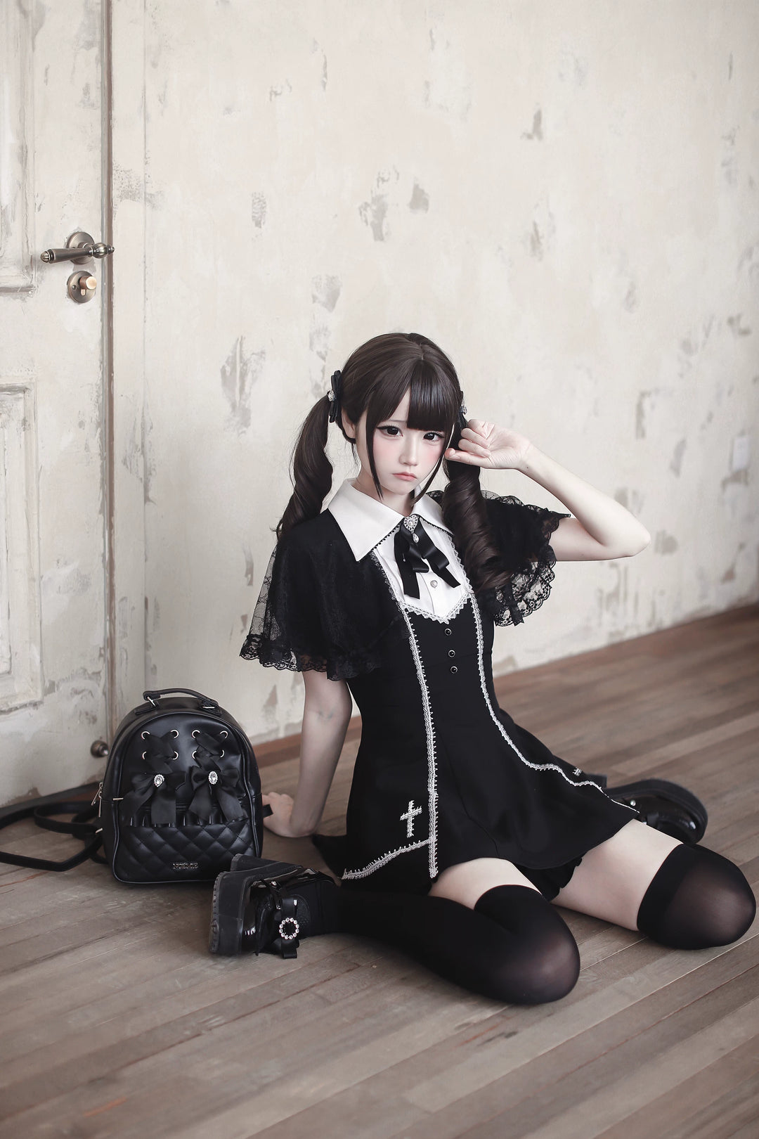 Jirai Kei Dress Set, Built-In Shawl 45104:834985