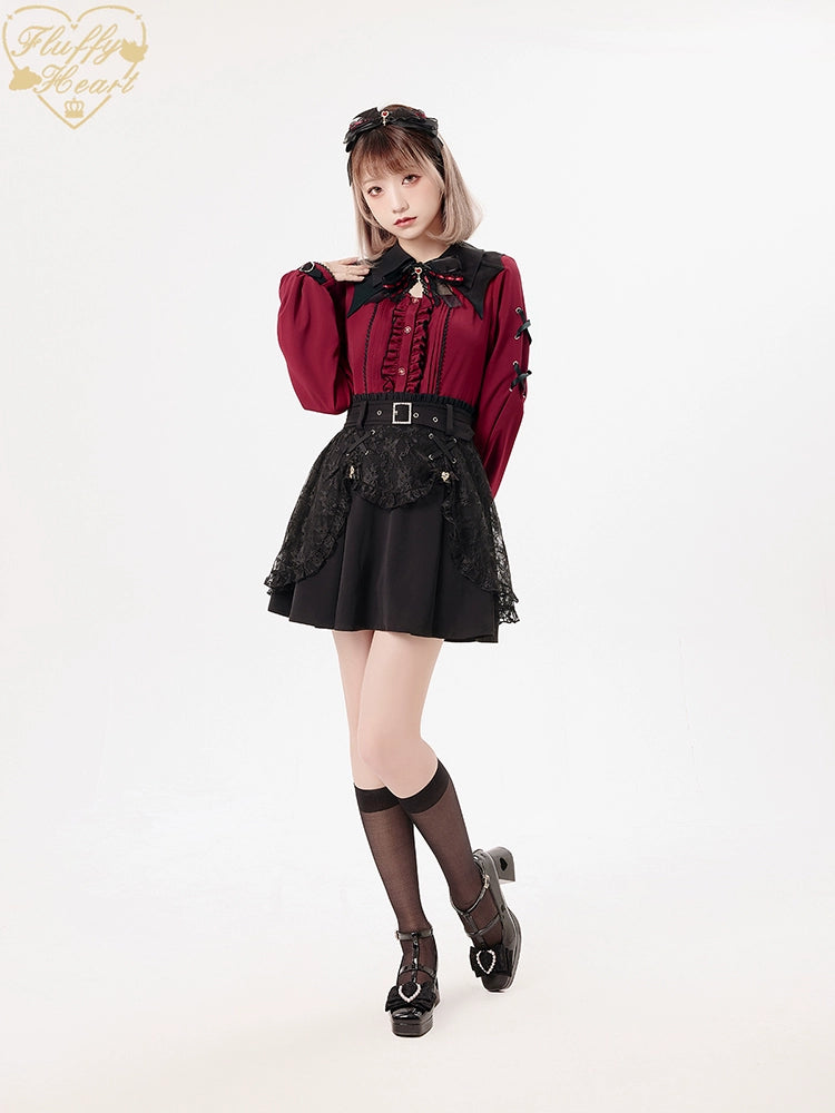 Jirai Kei Black Purple Skirt With Double Layer 21940:350888