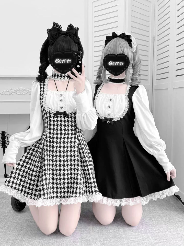 Jirai Kei Houndstooth Dress, Non Detachable Choker 45266:842702