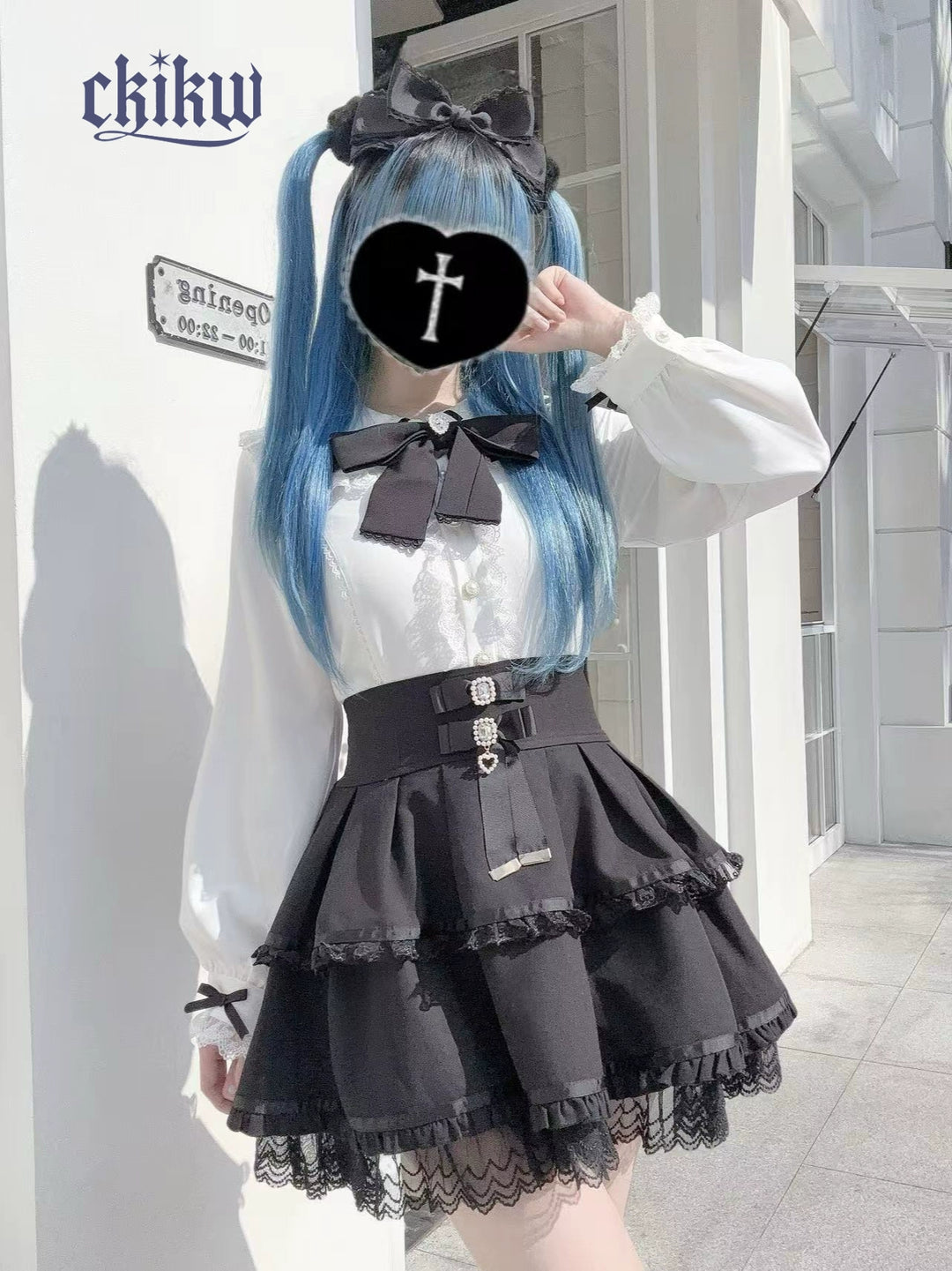 Long Sleeve Ryousangata Blouse, Bunny Eared Collar 43862:787687