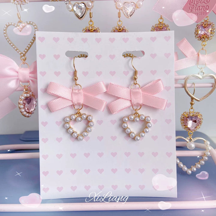 Pink Bow Earrings, Hook or Clip-on Style 45745:862172