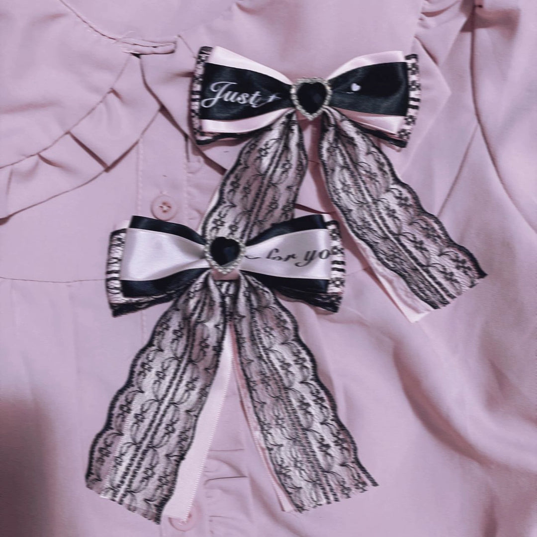 Jirai Kei Black Pink Bow Tie Hair Clip 29320:355756 29320:355756