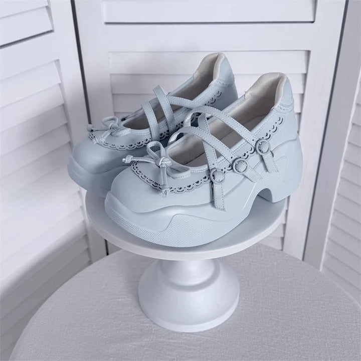 Kawaii Platform Sneakers, Adjustable Buckle, Premium Leather (34 35 36 37 38 39 40 41 42) 43350:774199