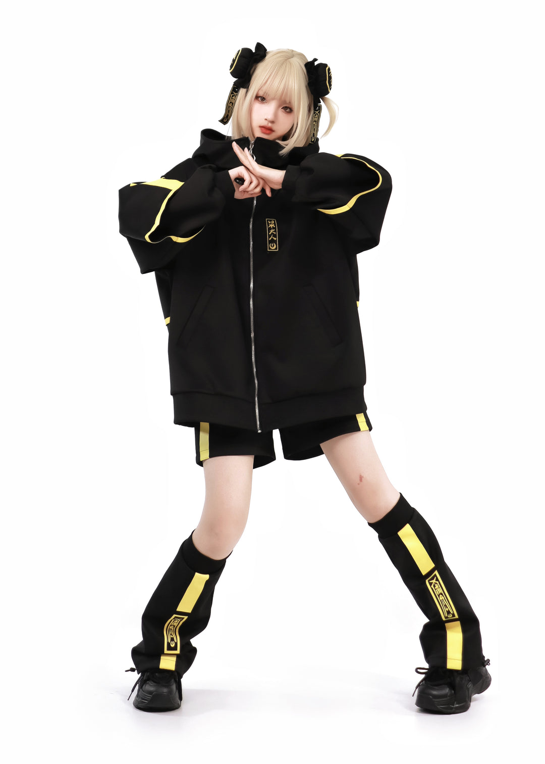 Jirai Kei Coat Black Yellow Plus Size Sports Set Night Glow Edition 29698:358442 29698:358442