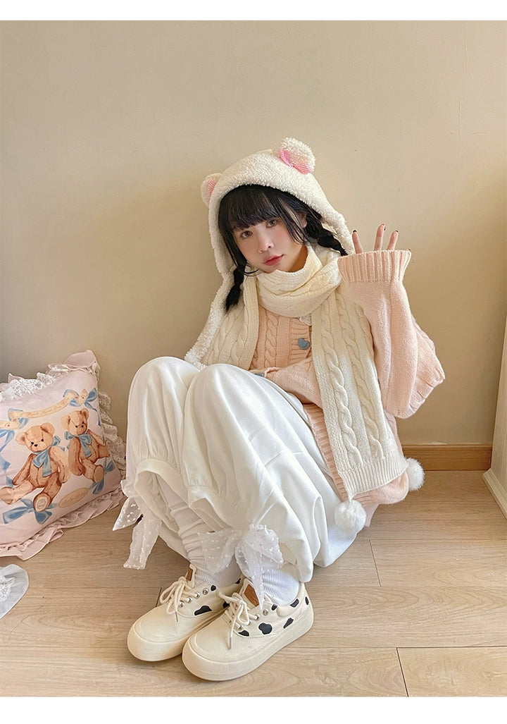 Kawaii Scarf Knitted Neck Warmer With Cute Ball 39340:620214