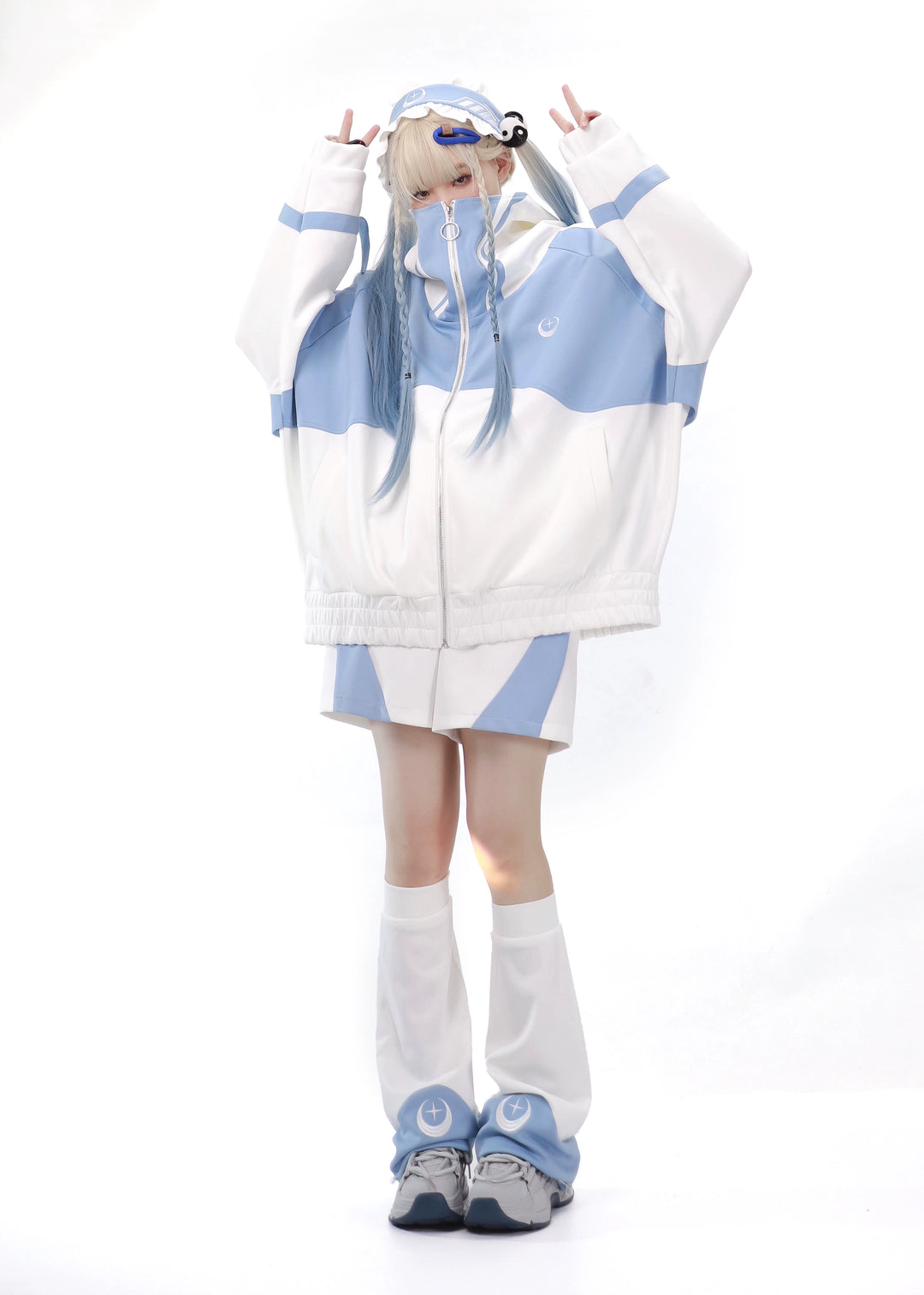 Plus Size Tenshi Kaiwai Coat Loose-fitting Sports Set (L M XL) 29162:548146