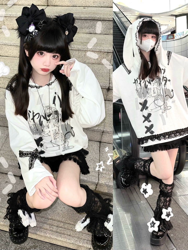 Y2K Cotton Hoodie Yami Kawaii Bunny Ear Hoodie 34000:477238 34000:477238