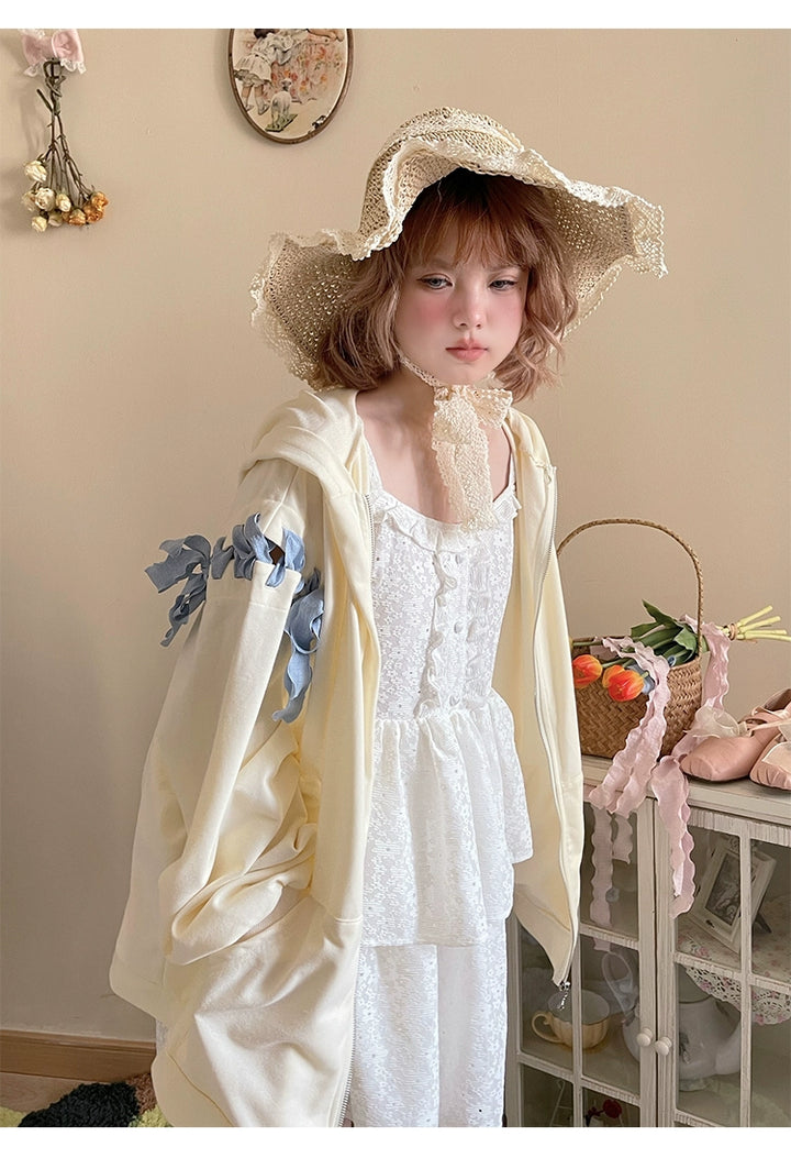 Pastel Oversized Hoodie Blue Apricot Bunny Ears Sweatershirt 22656:344328 22656:344328