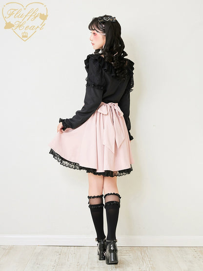 Jirai Kei Black Pink Skirt Heart Buckle High-Waisted Skirt 21934:366422