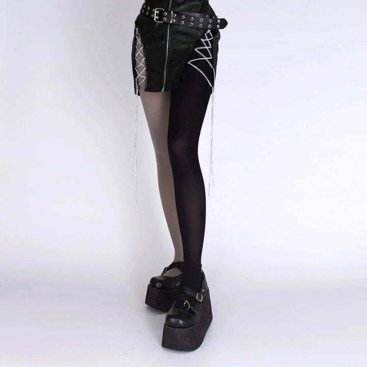 Y2K Style Velvet Pantyhose, Bold Color Contrast 43756:784640