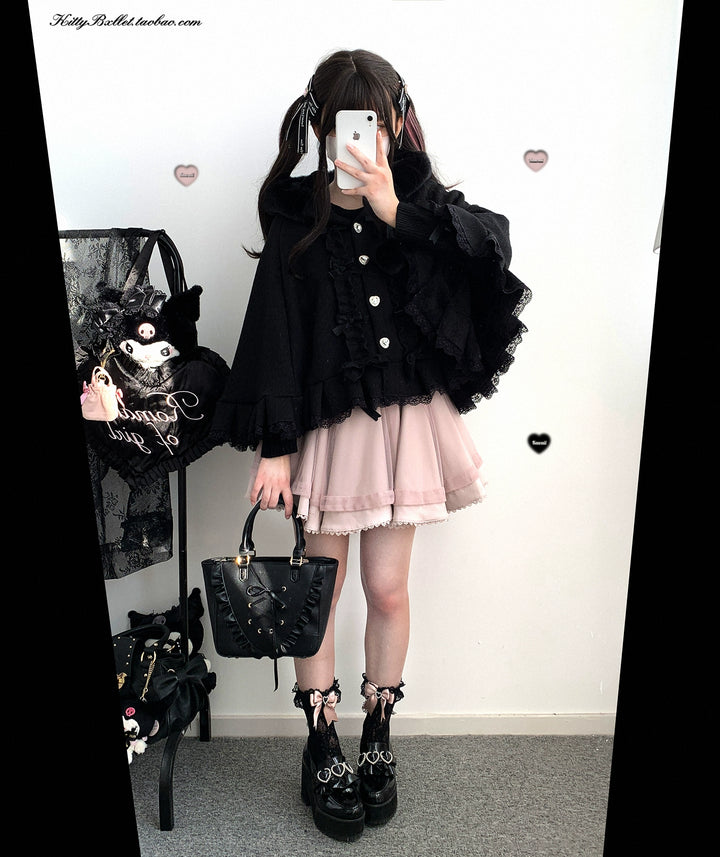 Sweet Style Winter Hooded Cape, Heart Rhinestone 42542:783458