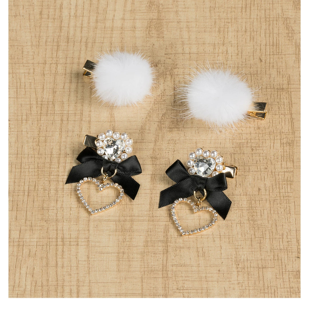 Jirai Kei Mini Hair Clips, Bow and Pompom Styles 44464:816491