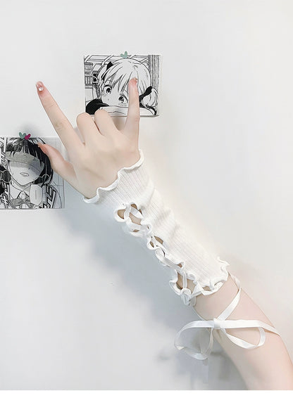 Y2K Hand Sleeves Spicy Girl Cross Strap Gloves 36626:552832