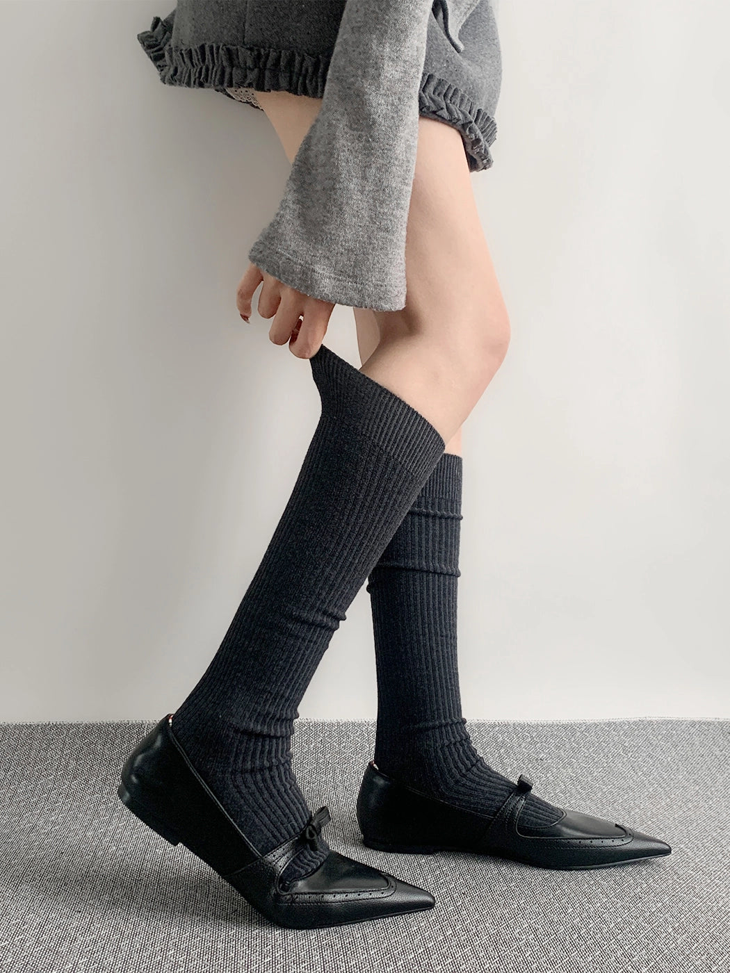 Japanese Style Solid Socks, Calf and Over-knee Styles 44076:795811