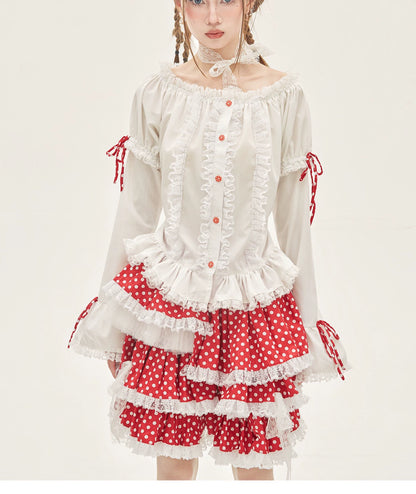 Sweet Lolita Blouse Lace Trim Shirt With Deatachable SLeeves 36158:569302