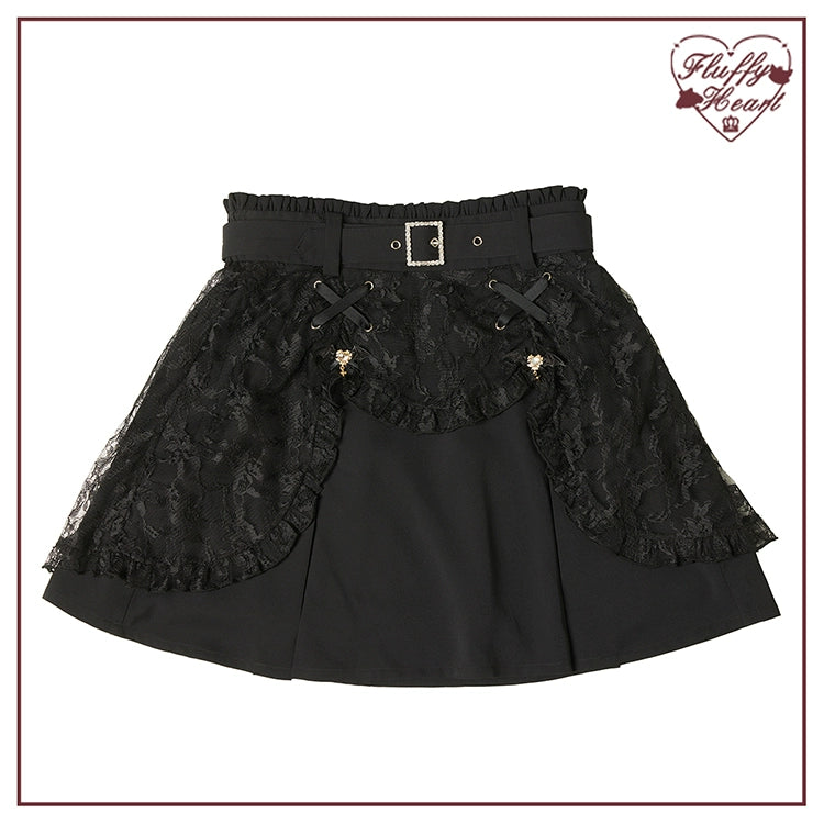 Jirai Kei Black Purple Skirt With Double Layer (L S) 21940:350884 (L S) 21940:350884