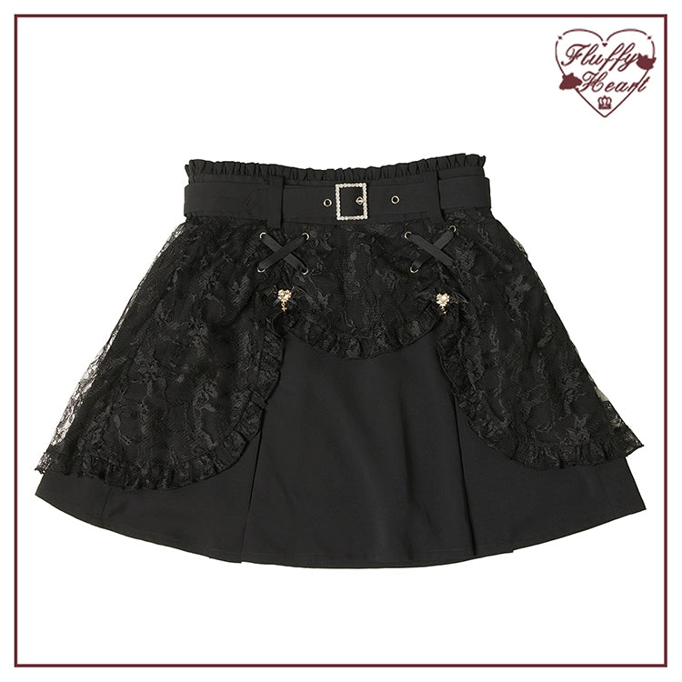 Jirai Kei Black Purple Skirt With Double Layer (L S) 21940:350884