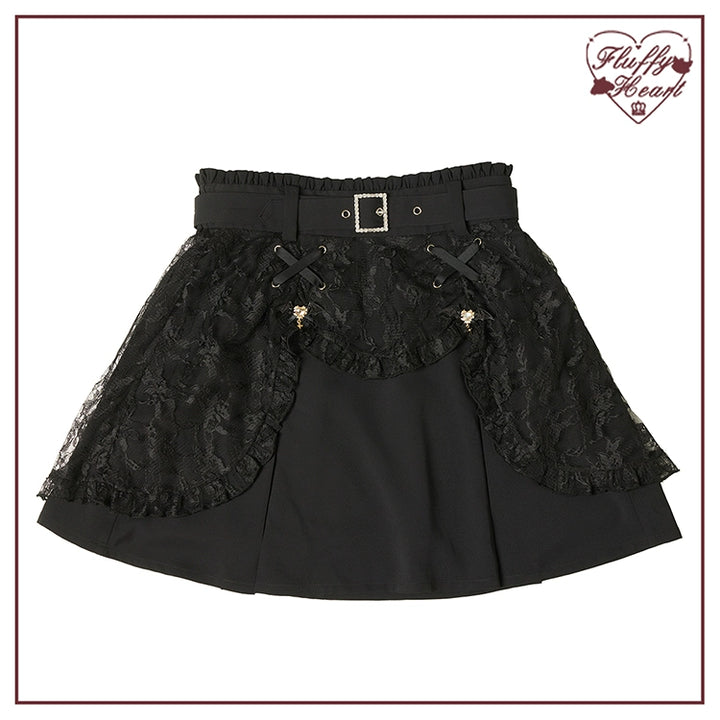 Jirai Kei Black Purple Skirt With Double Layer (L S) 21940:350884 (L S) 21940:350884