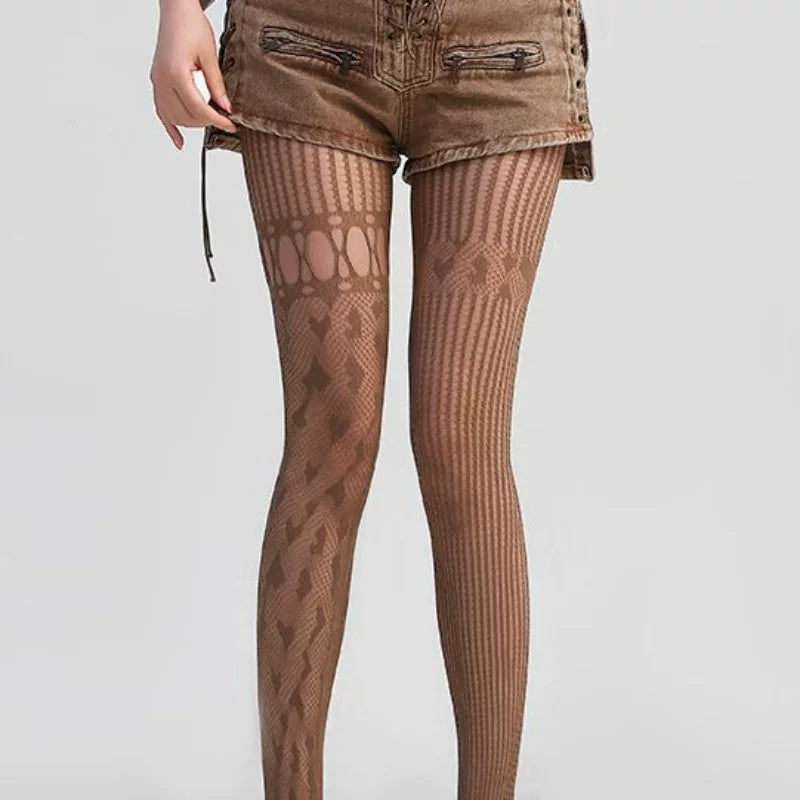Asymmetrical Layering Pantyhose Sock Set, Bows and Lace 45358:850843